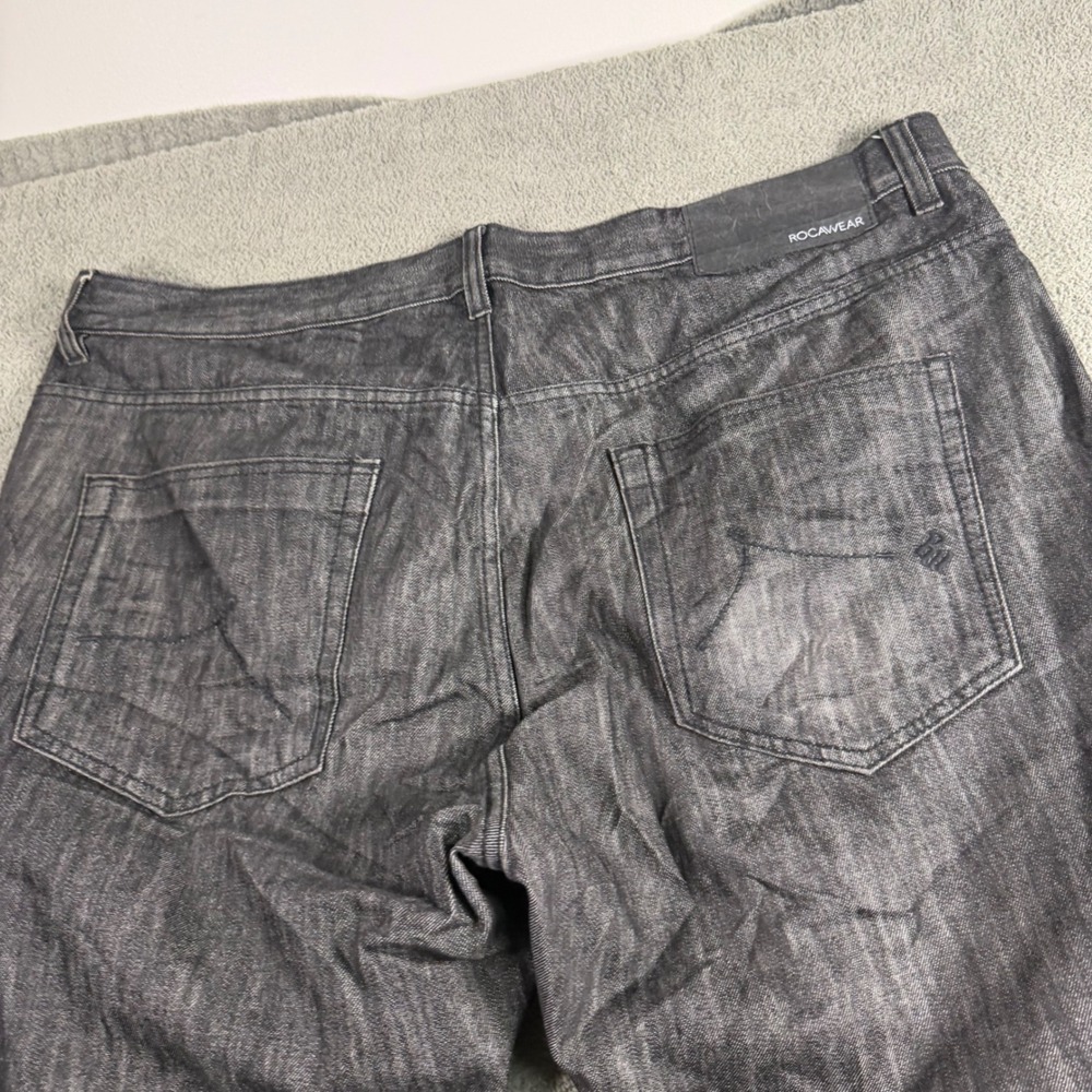 Rocawear Mens Original Fit Faded Black Denim Jeans Streetwear 42x32
